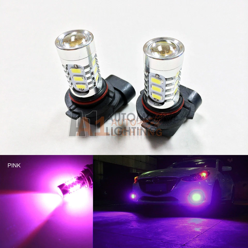 2x Lâmpadas LED brilhantes rosa H10 9145 15w alta potência 5730 15-SMD luz de neblina/condução - Imagem 1 de 4