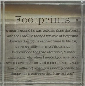Footprints Crystal Block 8cm x 8cm - Picture 1 of 1