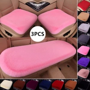 Juego de 3 piezas de cojín de asiento de coche de piel de conejo de felpa de invierno lana engrosada - Imagen 1 de 31