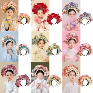 Tocado túnica Han corona de pelo flor estilo chino utilería fotográfica de novia. - Imagen 1 de 27