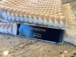 NWT Pendleton Sundown Cement Beige Bath Towel + Finger Tip Lot 4 - Picture 1 of 12