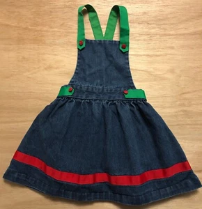 Vintage Jeanne Guest Kleinkind Mädchen Jeanskleid 3T Made in USA Pullover Schürze - Bild 1 von 9