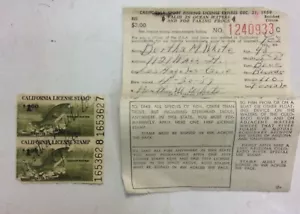 Estampilla de bajo negro Largemouth 1959 licencia de pesca deportiva y ranas de California - Imagen 1 de 6