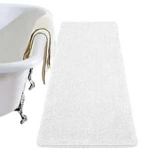 Luxury Bathroom Rug Shaggy Mat 24X60 Inch Washable Non Slip Rugs for Shower Soft - Picture 1 of 7