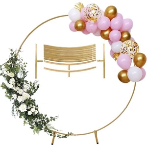 2M Round Hoop Balloon Arch Backdrop Flower Gold Display Stand Frame Wedding Hot - Picture 1 of 11