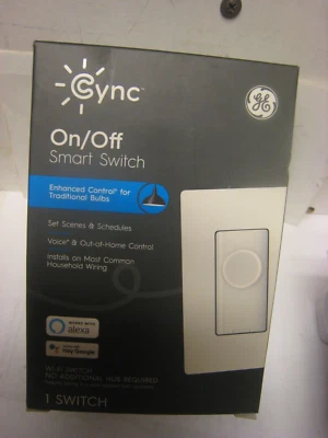 GE ON/OFF Smart Switch-White In-Wall Wi-FI 3 Way Switch Works W. alexa & Google - Image 1 of 4