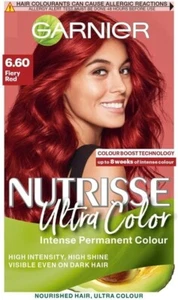 Garnier Nutrisse Ultra Color Permanent Hair Dye, 6.60 Fiery Red,Free π - Picture 1 of 7