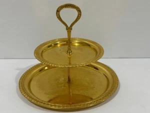 Vintage Irvinware Gold Accent TrayTier Cookie Tidbit Plate Serving Tray - Picture 1 of 13
