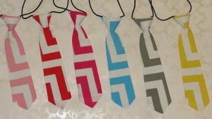 NEW Cotton Chevron Elastic Neck Tie Turquoise Hot Pink Yellow Pink Gray Red - Picture 1 of 7