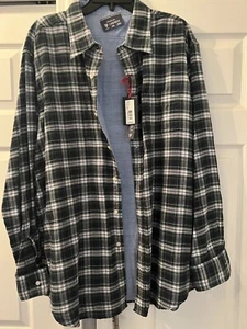 Cremieux Long Sleeve REVERSIBLE Shirt XXL Green Check Solid/Blue NWT - Picture 1 of 5