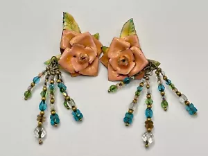 Orecchini Lunch At The Ritz Vintage Smaltati Statement Clip 1989 RARI!!! - Foto 1 di 9