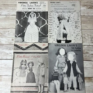 Virginia Lakin’s Doll Knitting & Crocheting Book 3, 4, 6, 10 Lot Of 4 60’s 70’s  - Picture 1 of 16