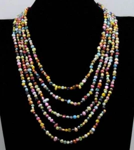 4-5mm Baroque Natural Multicolor Pearl Necklace for Women 5 Strands 18'' Chokers - Picture 1 of 4