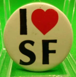 1.25" Vintage I Heart Love SF San Francisco Pin Button Pinback - Picture 1 of 2