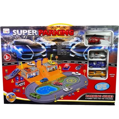 Super Parking Garage Playset Metal Cars Helicopter Educational Toy - Image 1 of 4