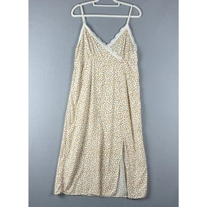 VTG 90s Y2K Babydoll Floral Maxi Dress Women XL Strappy Lace Trim Slip Fairycore - Picture 1 of 14