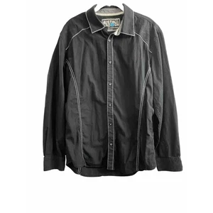 Austin Season Men Medium Shirt Black Long Sleeve Cross Cowboy Western Rockabilly - Picture 1 of 8