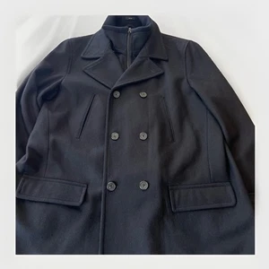 J. Ferrar Men’s Double Breasted Wool Blend Coat Black Size XXL (50-52) - Picture 1 of 12