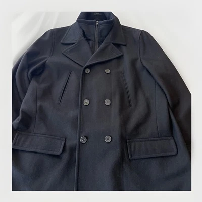 J. Ferrar Men’s Double Breasted Wool Blend Coat Black Size XXL (50-52) - Image 1 of 4