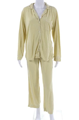 Conjunto de pijama camisa pantalones manga larga amarillo talla pequeña Eberjey para mujer Foto 1 de 4