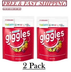 (2 Pack)YumEarth Organic Giggles, Assorted Flavor Chewy Candy,Gluten Free,5 oz - Picture 1 of 4