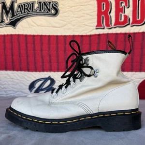 Größe W10 - Dr. Martens Stiefel 101 YS Freizeit Schnürung Glattleder Six Eye weiß - Bild 1 von 10