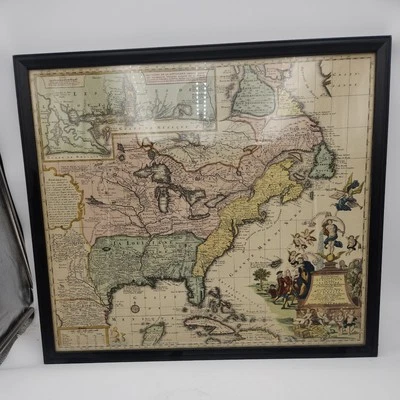 Mapa vintage de América del Norte 1735 impresiones de Matthew Seutter Penn, Nueva York años 60 Foto 1 de 2