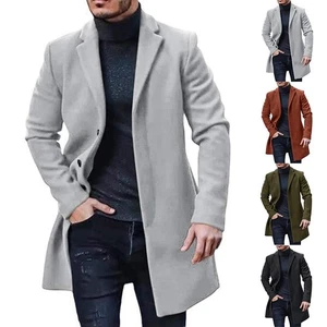 Turn-down Collar Coat Button-up Outerwear Regular Clothing Length Casual Outings - Picture 1 of 16