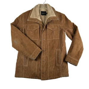 Vintage JCPenney Jacket Mens 40 Tall Sherpa Lined Western Coat Distressed 80s - Picture 1 of 18