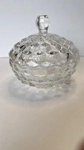 Vintage Fostoria American Covered Candy Dish With Lid Clear Cubist Glass - Picture 1 of 16