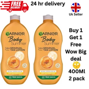 2X Garnier Summer Body Light Even Tan Moisturiser For A Radiant Sun Kissed Glow - Picture 1 of 5
