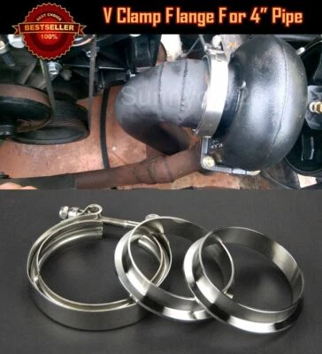 T304 Stainless Steel V Band Clamp Flange Assembly For Mazda Subaru 4" OD Pipe - Image 1 of 4