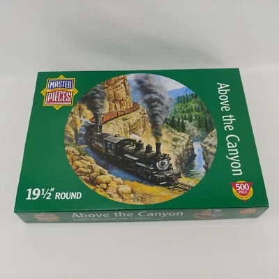 Master Pieces Above the Canyon Jigsaw Puzzle Train  Circle 19.5" 500 Pieces - Image 1 of 3