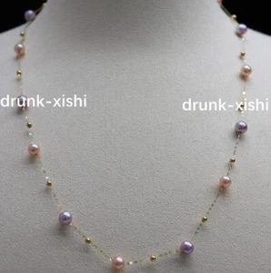 Impresionante Collar de Perlas Púrpura Natural Rosa del Sur de 18" AAA+ Oro 14k P - Imagen 1 de 5