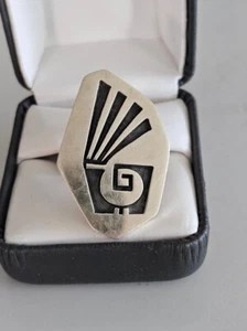 Vintage Native American Sterling Silver Hopi RAYMOND SEQUAPTEWA Ring Sz 9 1/2 - Picture 1 of 7