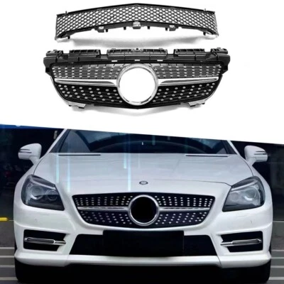 Rejilla de parachoques delantero estilo diamante para Merdedes-Benz SLK R172 SLK350 2011-2015 Foto 1 de 4