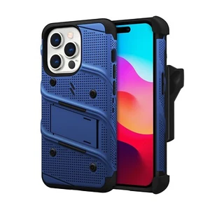 ZIZO BOLT BUNDLE IPHONE 15 PRO CASE BLUE/BLACK +TEMPERGLASS +HOLSTER - Picture 1 of 5