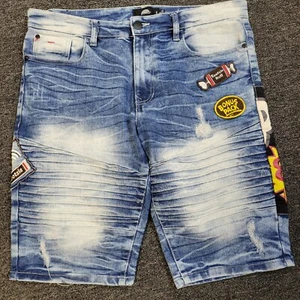 Southpole Men's Tootsie Multiple Patches Denim Shorts (Size 32 Slim) - Picture 1 of 10