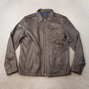 Superdry Mens Jacket XL Brown Leather Real Hero Benjamin Biker Motorcycle Moto - Picture 1 of 11