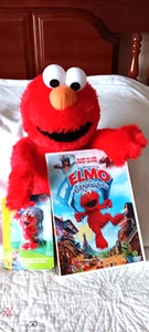 Elmo Plush Sesame Street Red 14" Stuffed Animal 2017 Plus Elmo DVD + Cake Topper - Picture 1 of 11