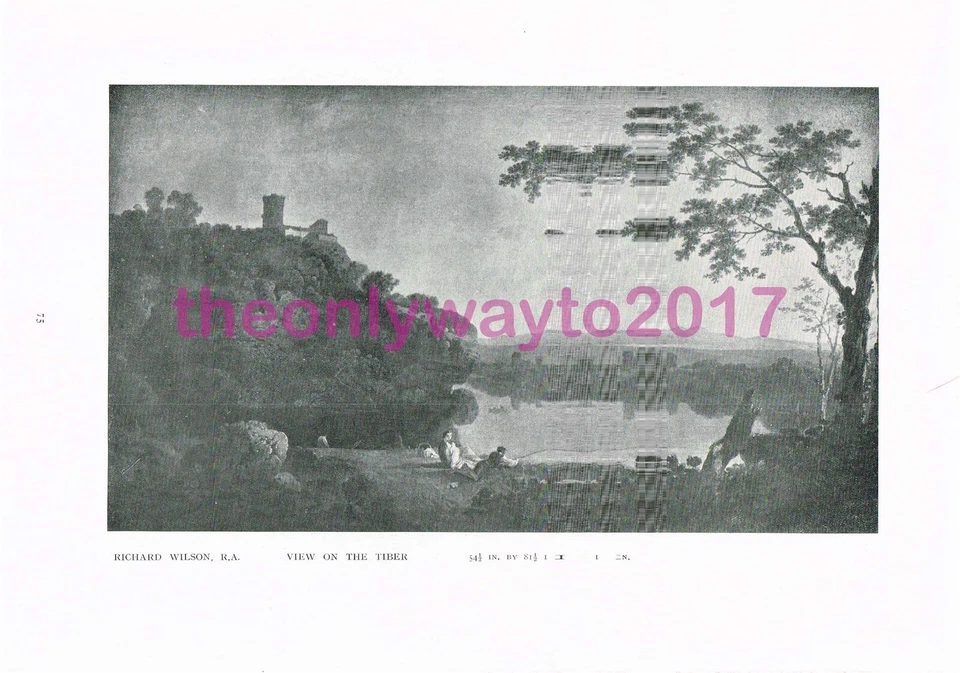 Vista sobre el Tíber, por Richard Wilson, ilustración de libro, 1910 Foto 1 de 1