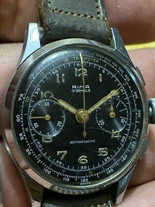 rima chronograph 2 register black gilt dial overbanked - Picture 1 of 5
