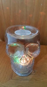 2021 Bath & Body Works Halloween Light-Up Skull Pedestal Glass Candle Holder - Picture 1 of 12
