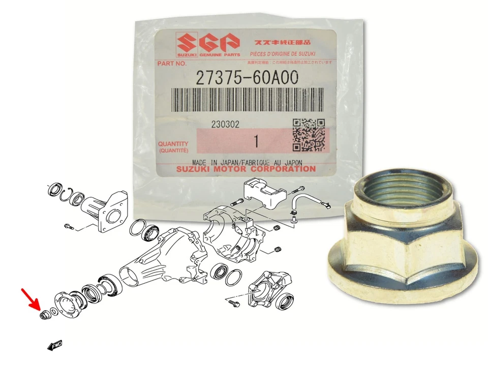 Tuerca de piñón diferencial 27375-60A00 OE para Suzuki Grand Vitara Jimny Samurai Foto 1 de 1