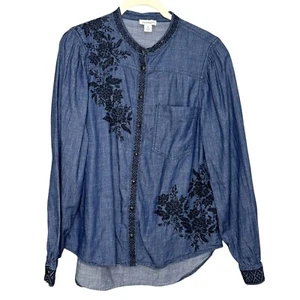 Sundance Lennon besticktes Denim/Chambray Hemd Größe Medium - Bild 1 von 8