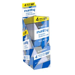 Natty Wraps - Full Width Wraps - Blueberry Flavor FULL BOX (15/4ct - 60 TOTAL) - Picture 1 of 2