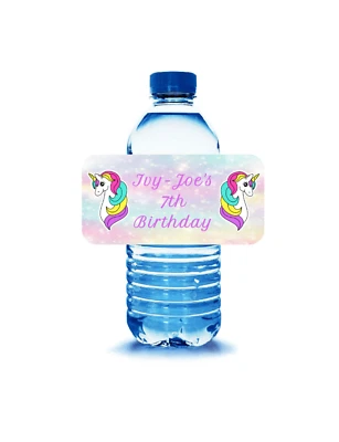 10 etiquetas adhesivas personalizadas unicornio fiesta cumpleaños botella agua decoraciones Foto 1 de 2