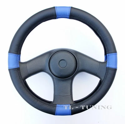Lenkradbezug Echtes Leder BLAU-SCHWARZ Lenkradhülle, Lenkradschoner Ø 39-41 Neu - Bild 1 von 3