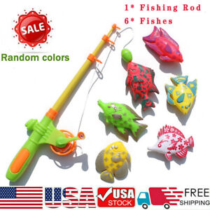 Magnetic Fishing Toy Set Kids Game w/ 1 Fishing Rod and 6 Cute Fishes Children