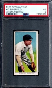 PSA 3 + T206 Kid ELBERFIELD Fielding, Washington - Piedmont 350 - Picture 1 of 2